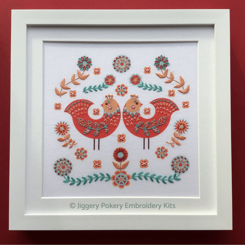 Folk Art Bird Embroidery Kit
