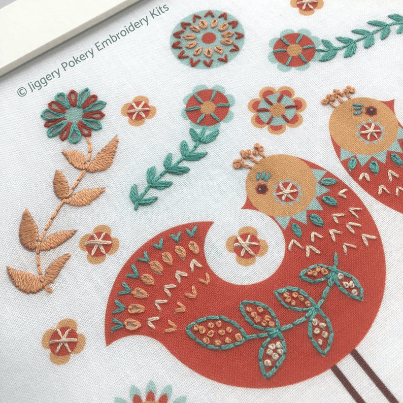 Folk Art Bird Embroidery Kit