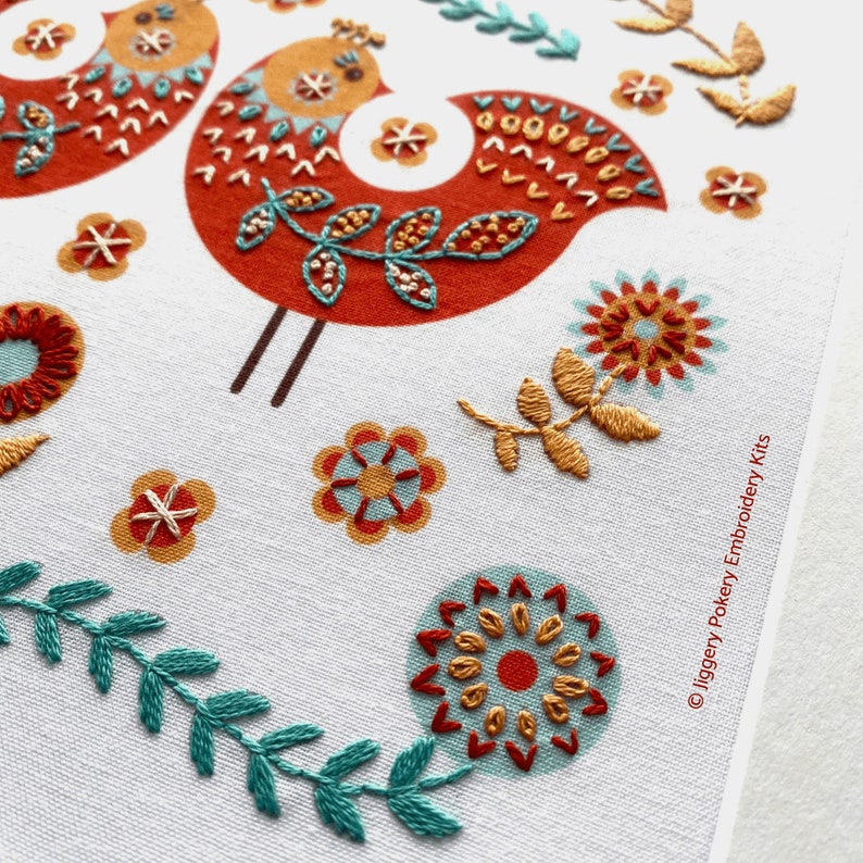 Folk Art Bird Embroidery Kit