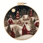 Christmas Village Embroidery Kit for Beginners