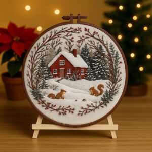 Cozy Winter Snow Scene Embroidery Kit
