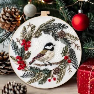 Winter Bird Christmas Embroidery Kit