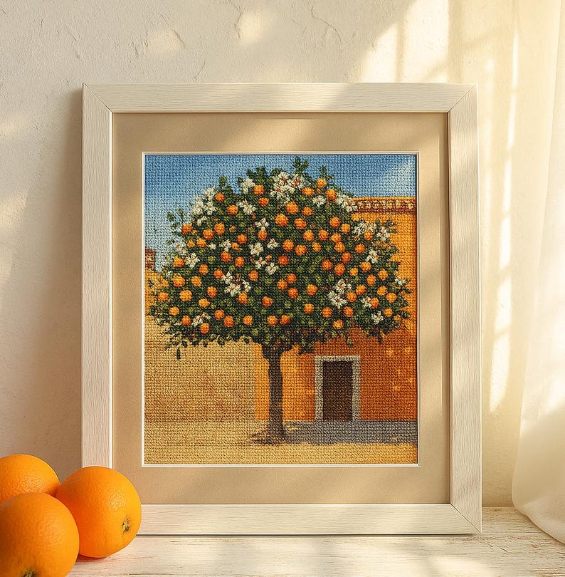 Orange Blossom Tree Cross Stitch Kit Orange Blossom Tree Cross Stitch Kit