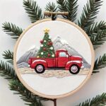 Red Truck Christmas Tree Embroidery Kit Red Truck Christmas Tree Embroidery Kit