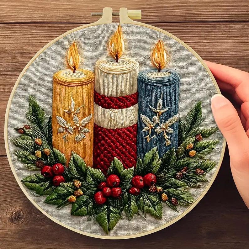 Christmas Candles Embroidery Kit