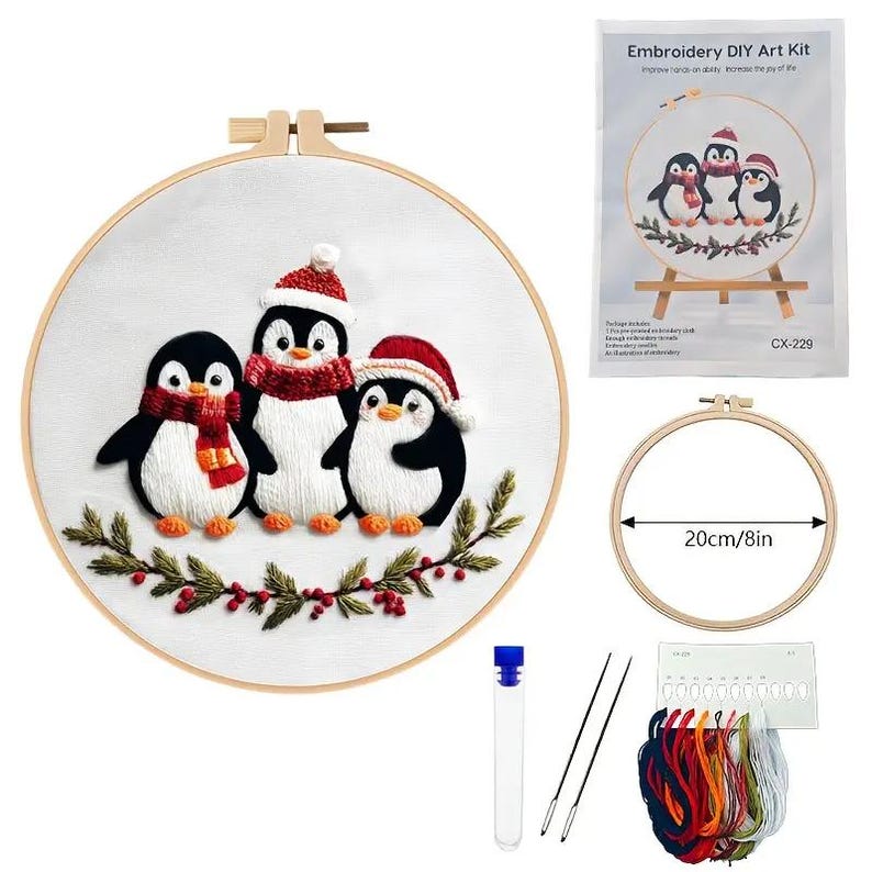 Christmas Penguin Family Embroidery Kit
