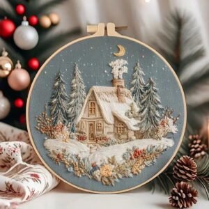 Cozy Winter Cottage Embroidery Kit