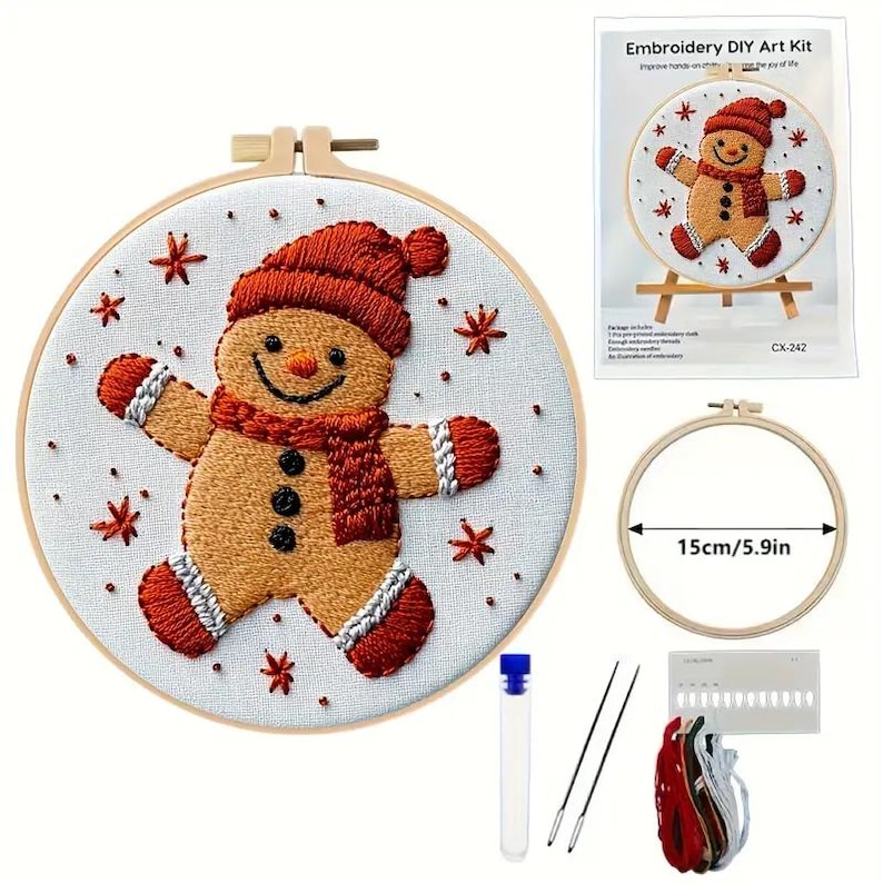 Gingerbread Man Embroidery Kit