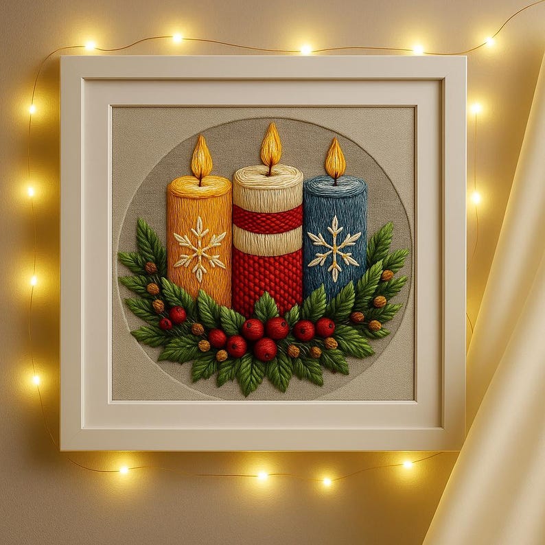Christmas Candles Embroidery Kit