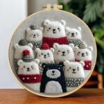 Christmas Polar Bear Family Embroidery Kit Christmas Polar Bear Family Embroidery Kit