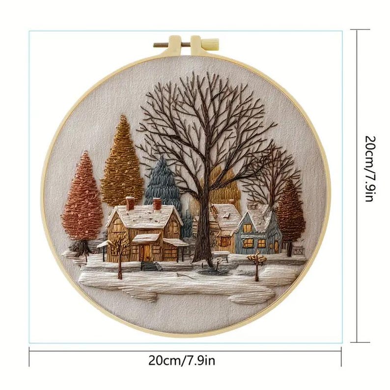 Cozy Winter Village Embroidery Kit