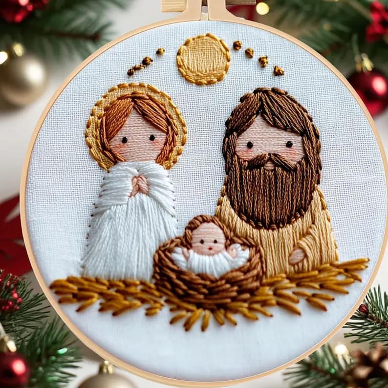 Peaceful Nativity Hoop Embroidery Kit