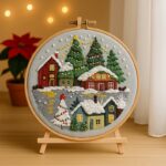 Snowy Winter Village Christmas Embroidery Kit Snowy Winter Village Christmas Embroidery Kit