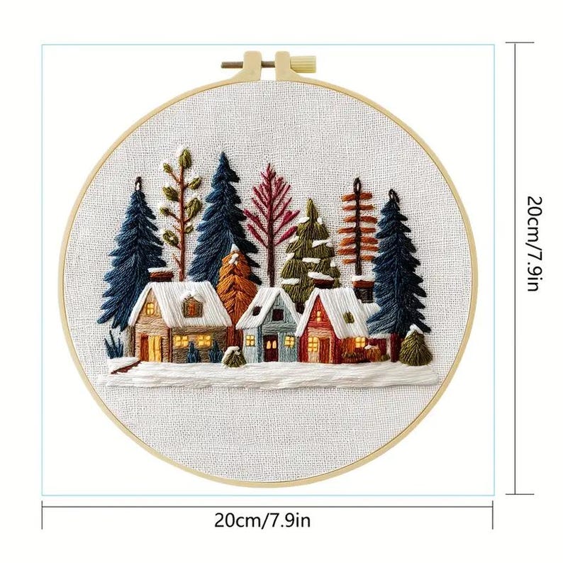 Cozy Winter Village Embroidery Kit