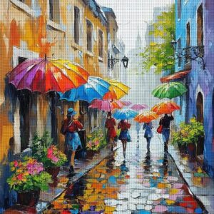 Rainbow Umbrella Cross Stitch Kit