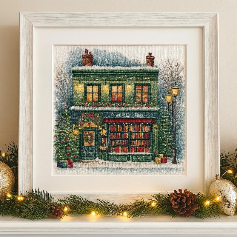 Christmas Bookstore Cross Stitch Kit Christmas Bookstore Cross Stitch Kit