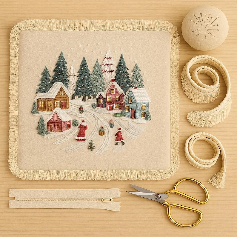 DIY Christmas Pillowcase Embroidery Kit