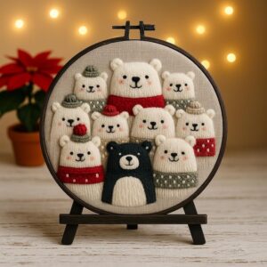 Christmas Polar Bear Family Embroidery Kit