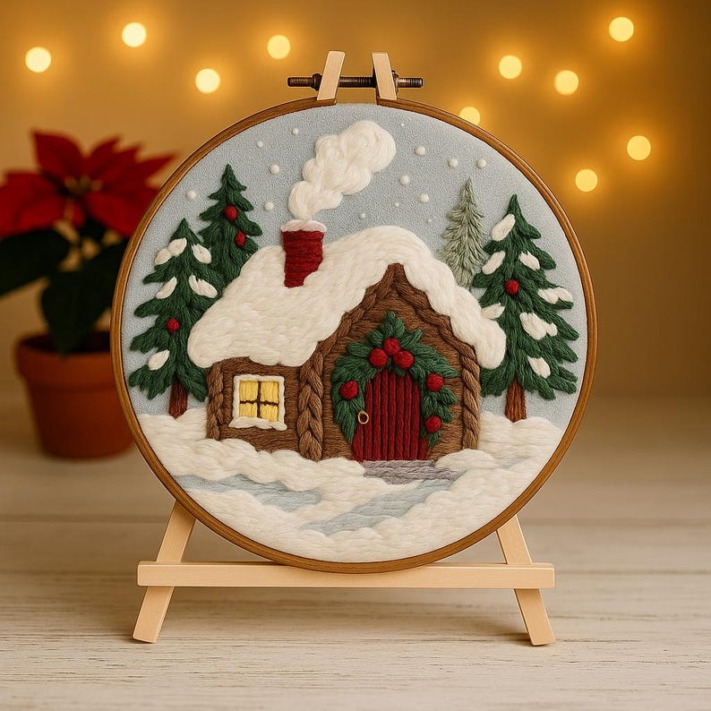 Christmas Gingerbread House Embroidery Kit Christmas Gingerbread House Embroidery Kit