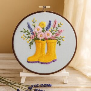 Yellow Boots Floral Embroidery Kit