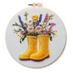 Yellow Boots Floral Embroidery Kit