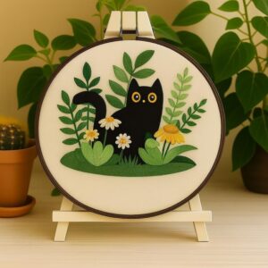 Funny Black Cat Embroidery Kit
