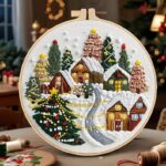 Christmas Holiday Village Embroidery Kit