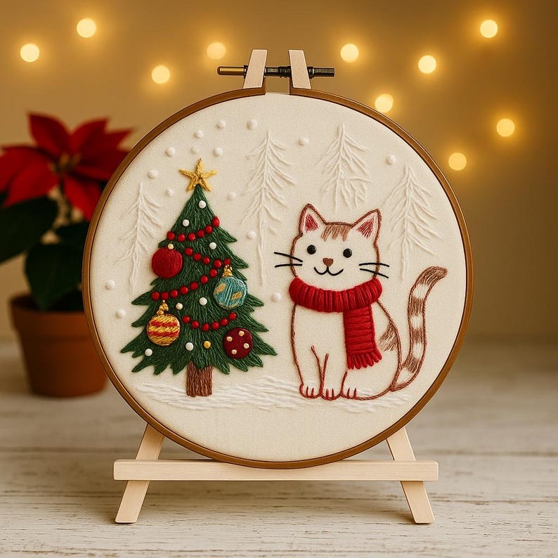 Christmas Tree & Cat Embroidery Kit Christmas Tree & Cat Embroidery Kit