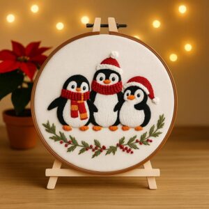 Christmas Penguin Family Embroidery Kit