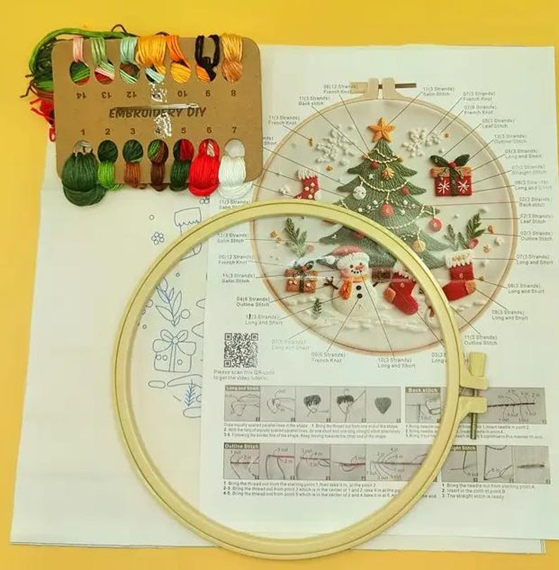 Red Truck Christmas Tree Embroidery Kit
