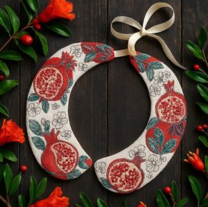 Red Pomegranate Cross Stitch Collar Kit