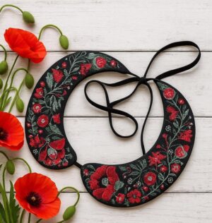 Red Poppies Embroidery Collar Kit