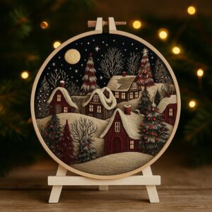 Christmas Village Embroidery Kit for Beginners