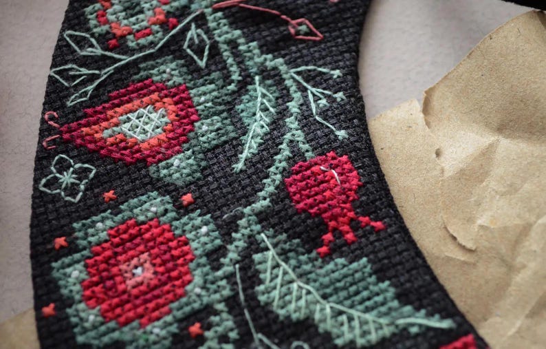 Red Poppies Embroidery Collar Kit