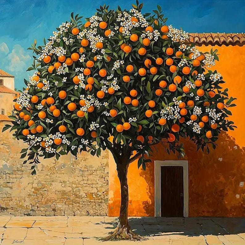 Orange Blossom Tree Cross Stitch Kit