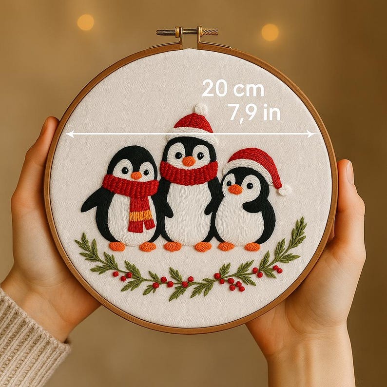 Christmas Penguin Family Embroidery Kit