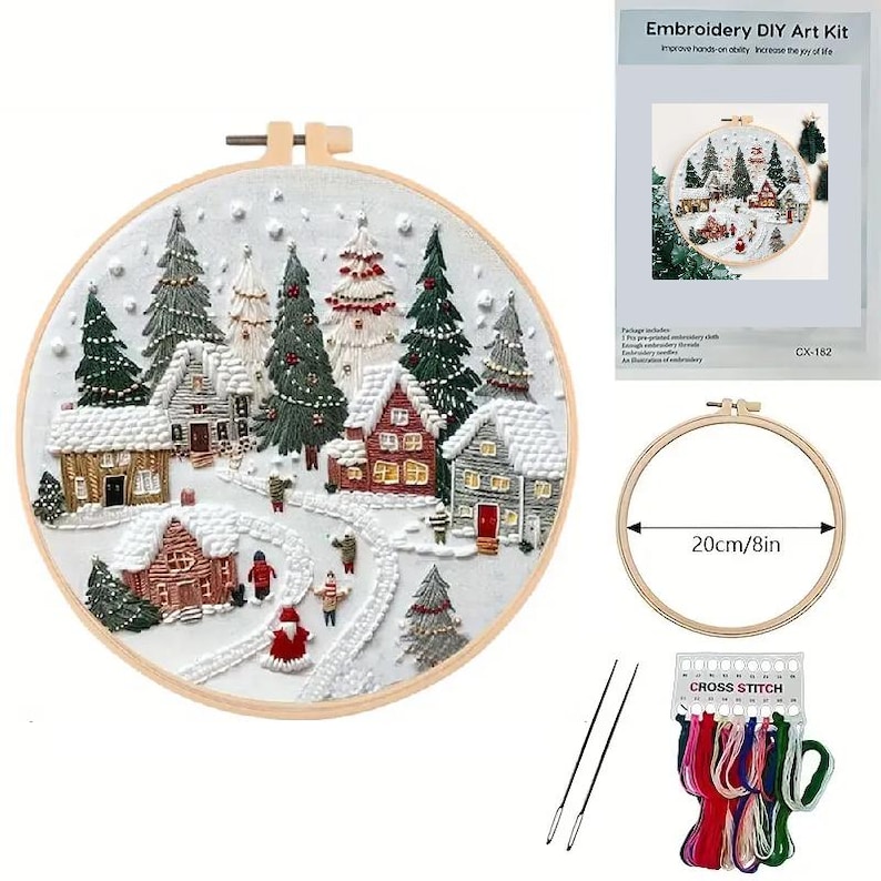 DIY Christmas Pillowcase Embroidery Kit