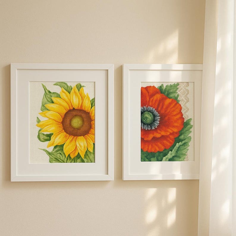 Sunflower Poppy Cross Stitch Kit Sunflower Poppy Cross Stitch Kit