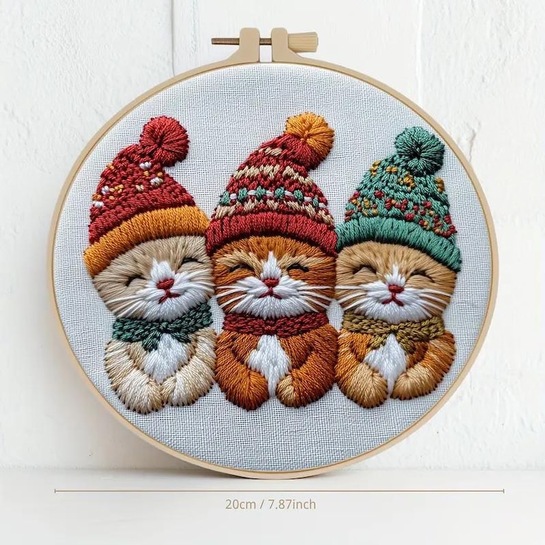 Christmas Kitty Embroidery Kit