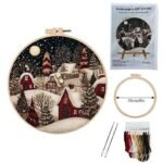 Christmas Village Embroidery Kit for Beginners