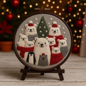 Christmas Polar Bears Embroidery Kit