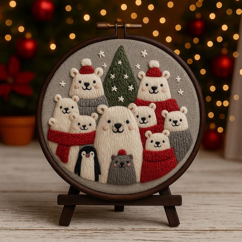 Christmas Polar Bears Embroidery Kit Christmas Polar Bears Embroidery Kit