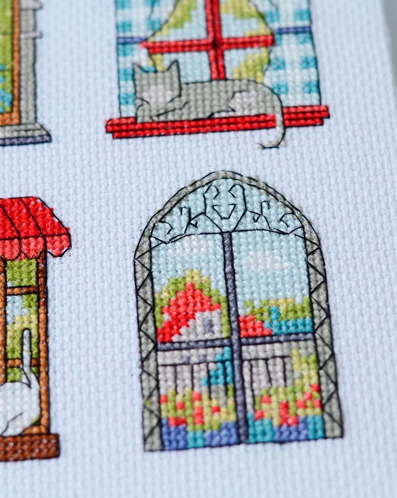Windows Sampler Cross Stitch Kit