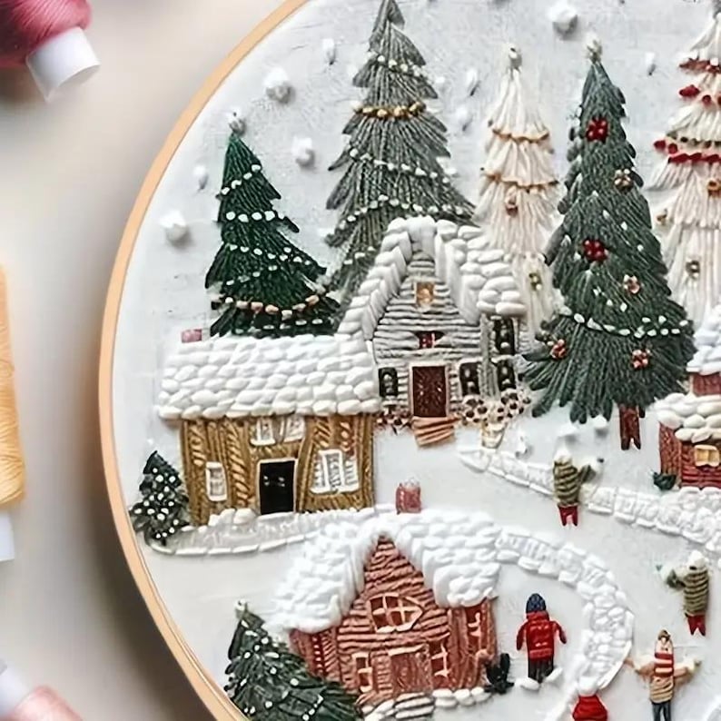 DIY Christmas Pillowcase Embroidery Kit