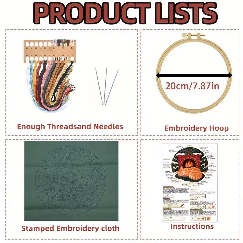 Cozy Cat Christmas Embroidery Kit