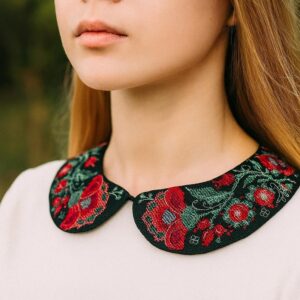 Red Poppies Embroidery Collar Kit