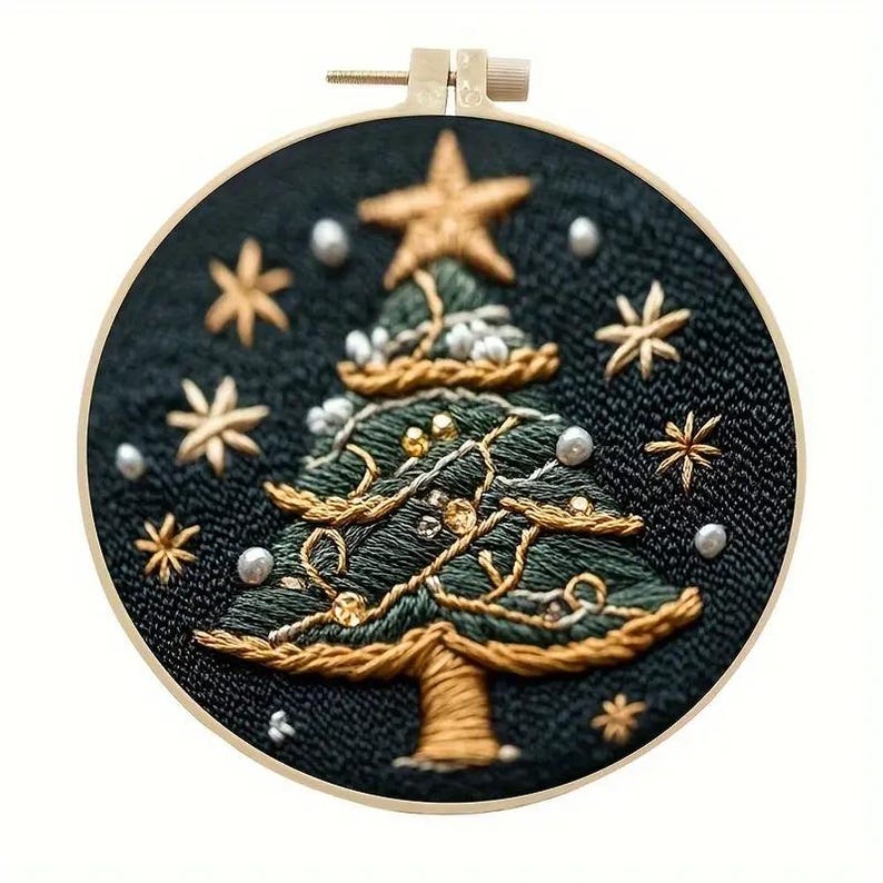 Christmas Tree Embroidery Kit Set