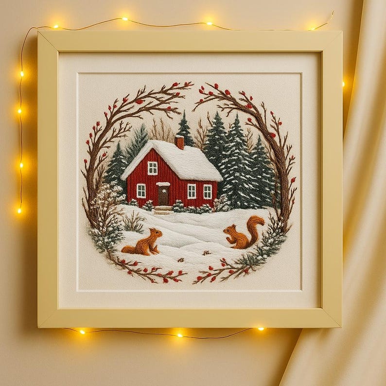 Cozy Winter Snow Scene Embroidery Kit