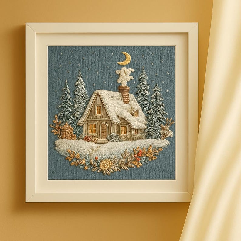 Cozy Winter Cottage Embroidery Kit