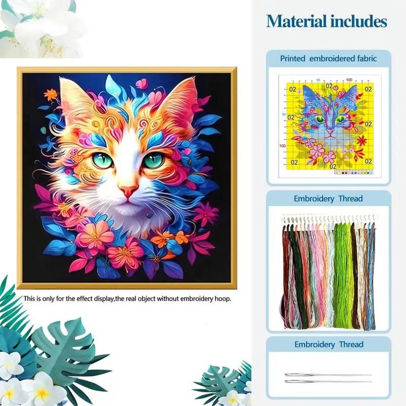Rainbow Cat Cross Stitch Embroidery Kit